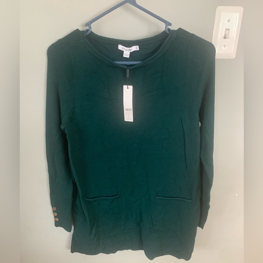 Chico's Deep Green Knit Pullover Sweater